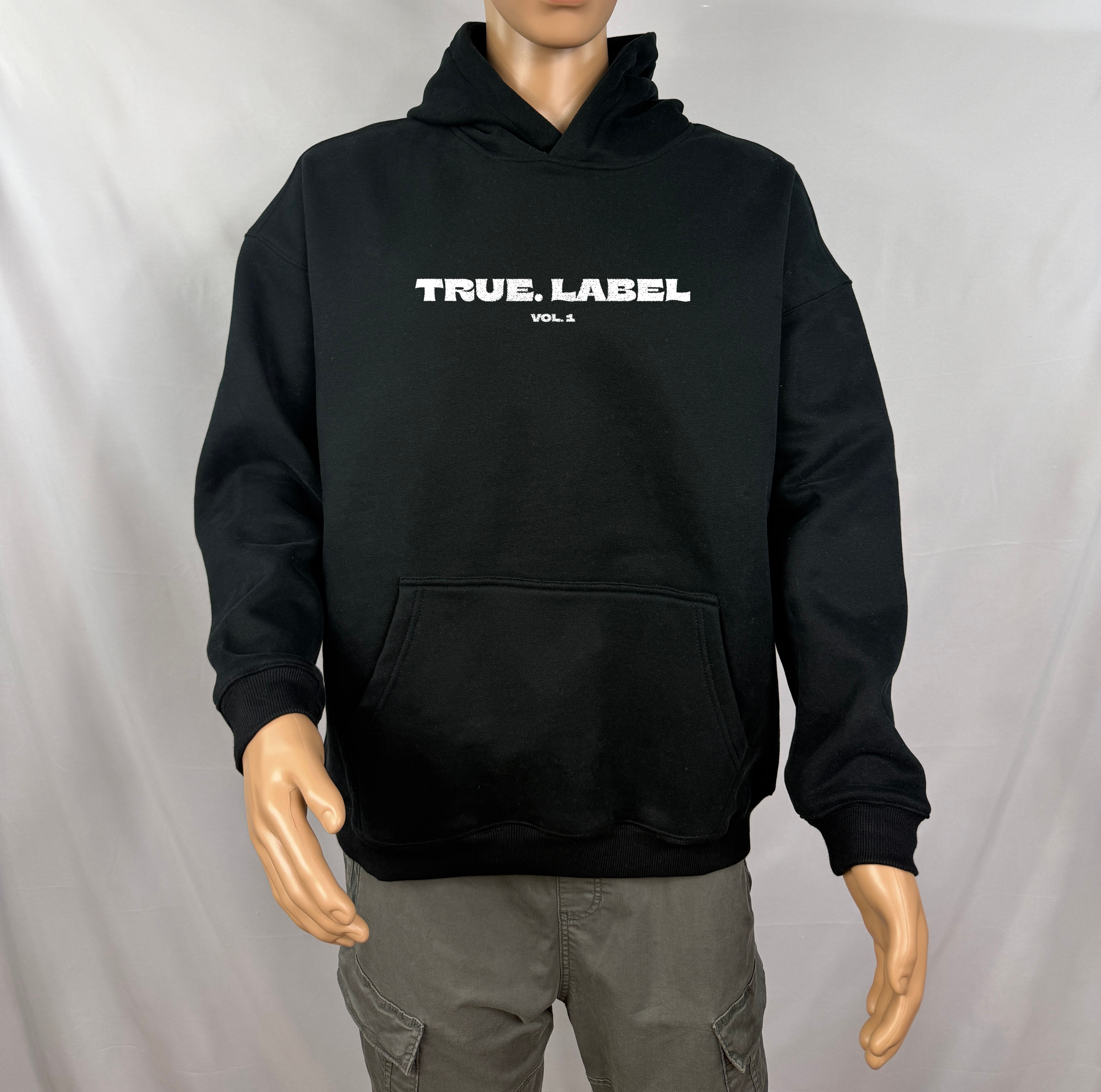 Oversized Fleece Hoodie with White True. Label Design