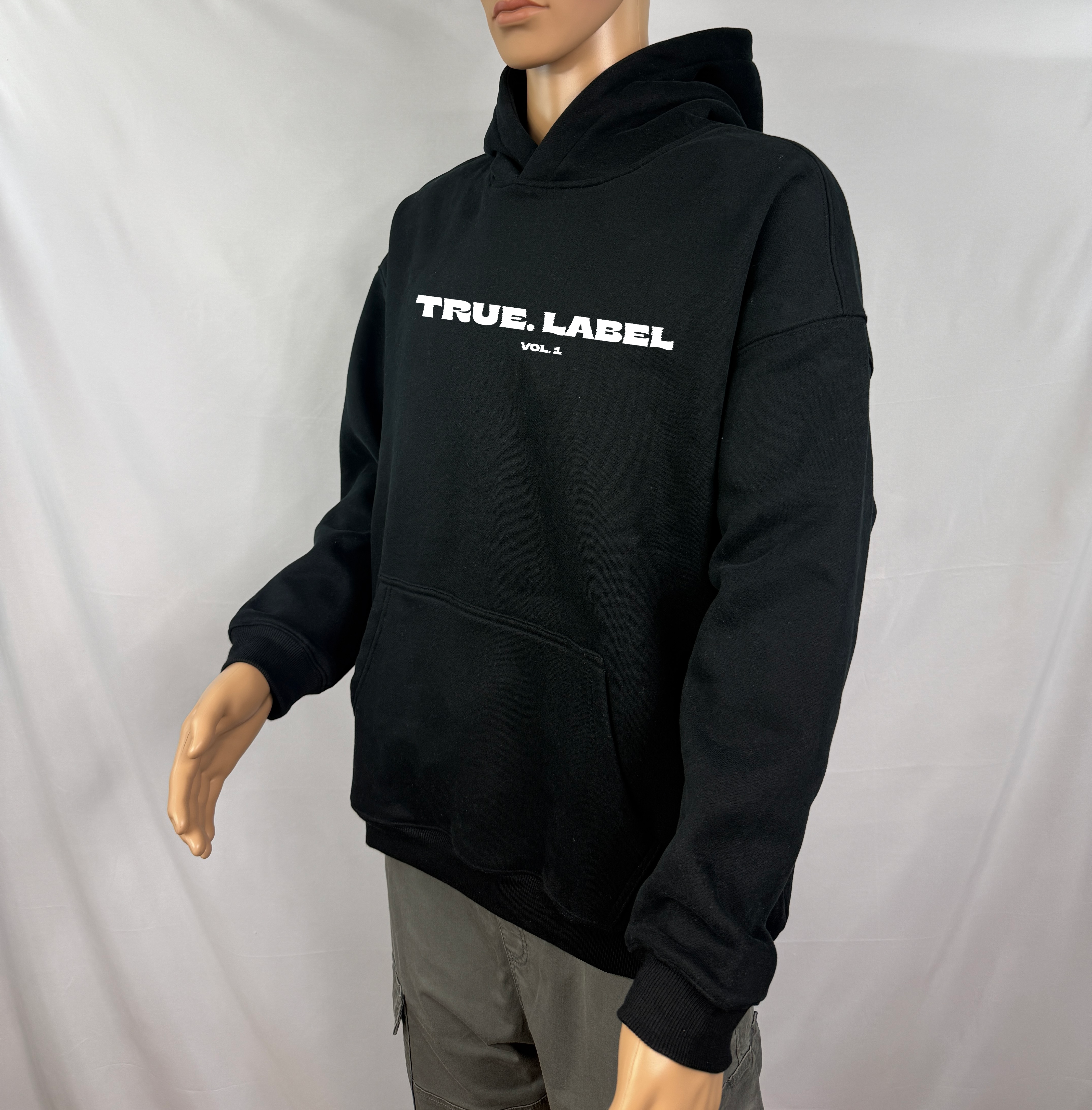 Oversized Fleece Hoodie with White True. Label Design
