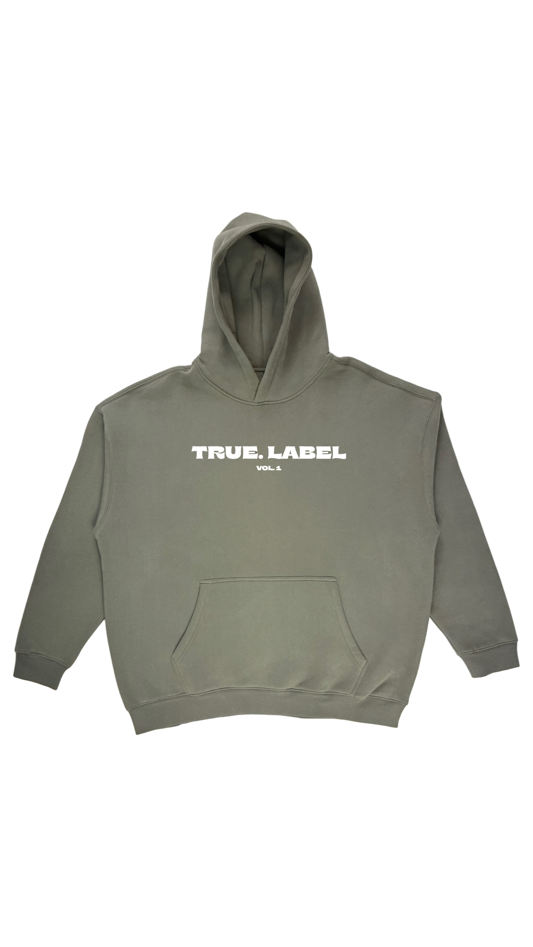 Oversized Fleece Hoodie with White True. Label Design