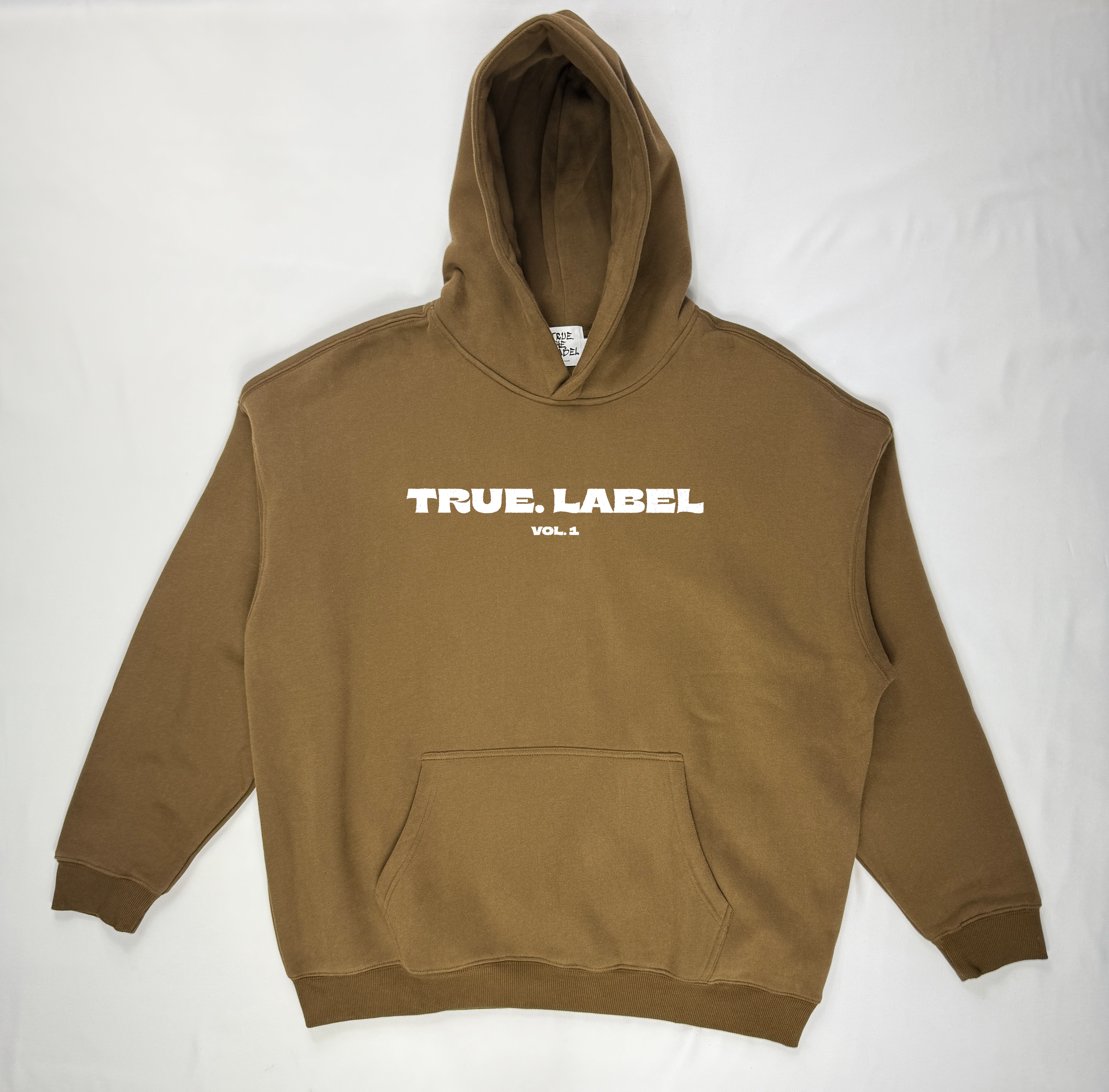 Oversized Fleece Hoodie with White True. Label Design