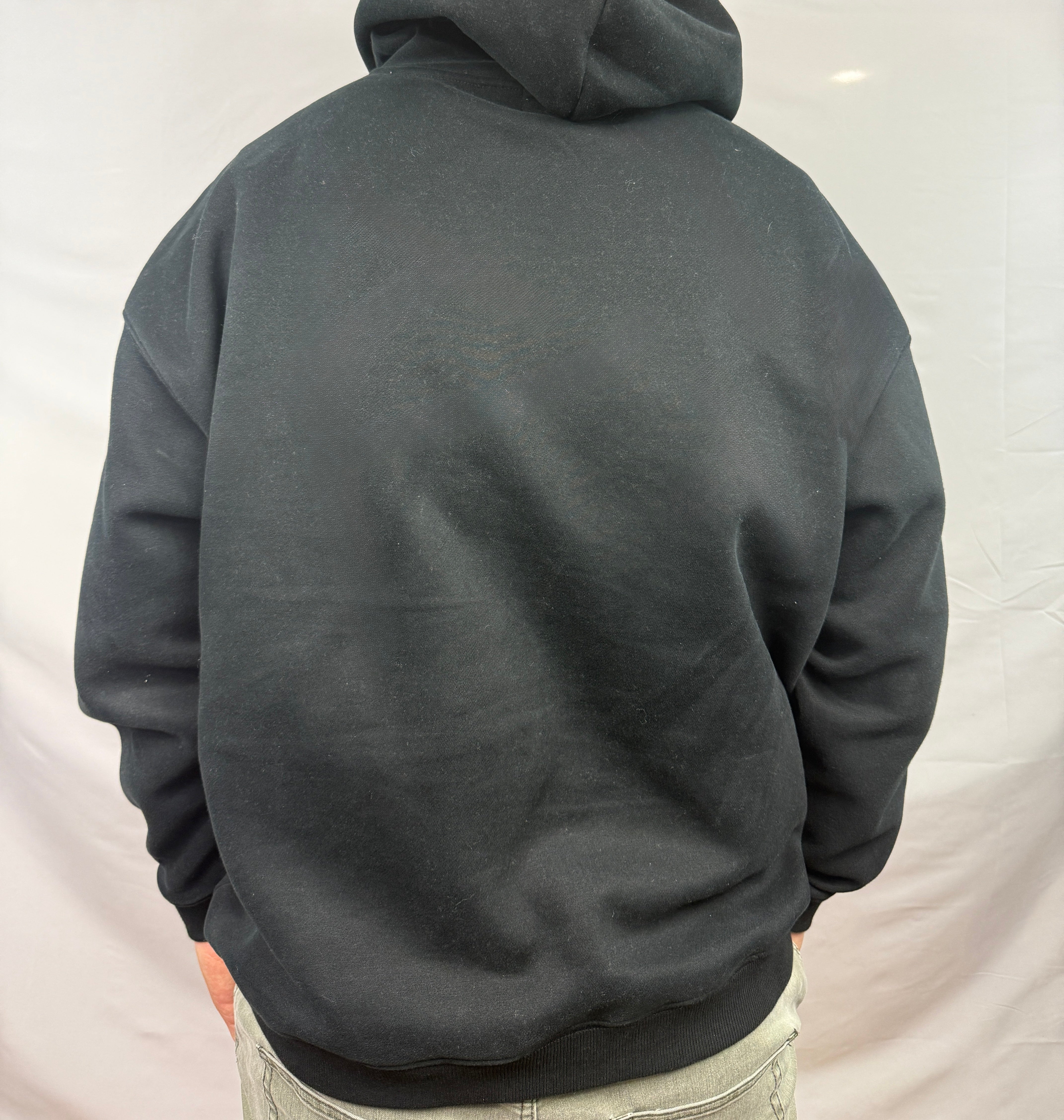 Oversized Black Fleece Unisex Hoodie with Green and White True. Design
