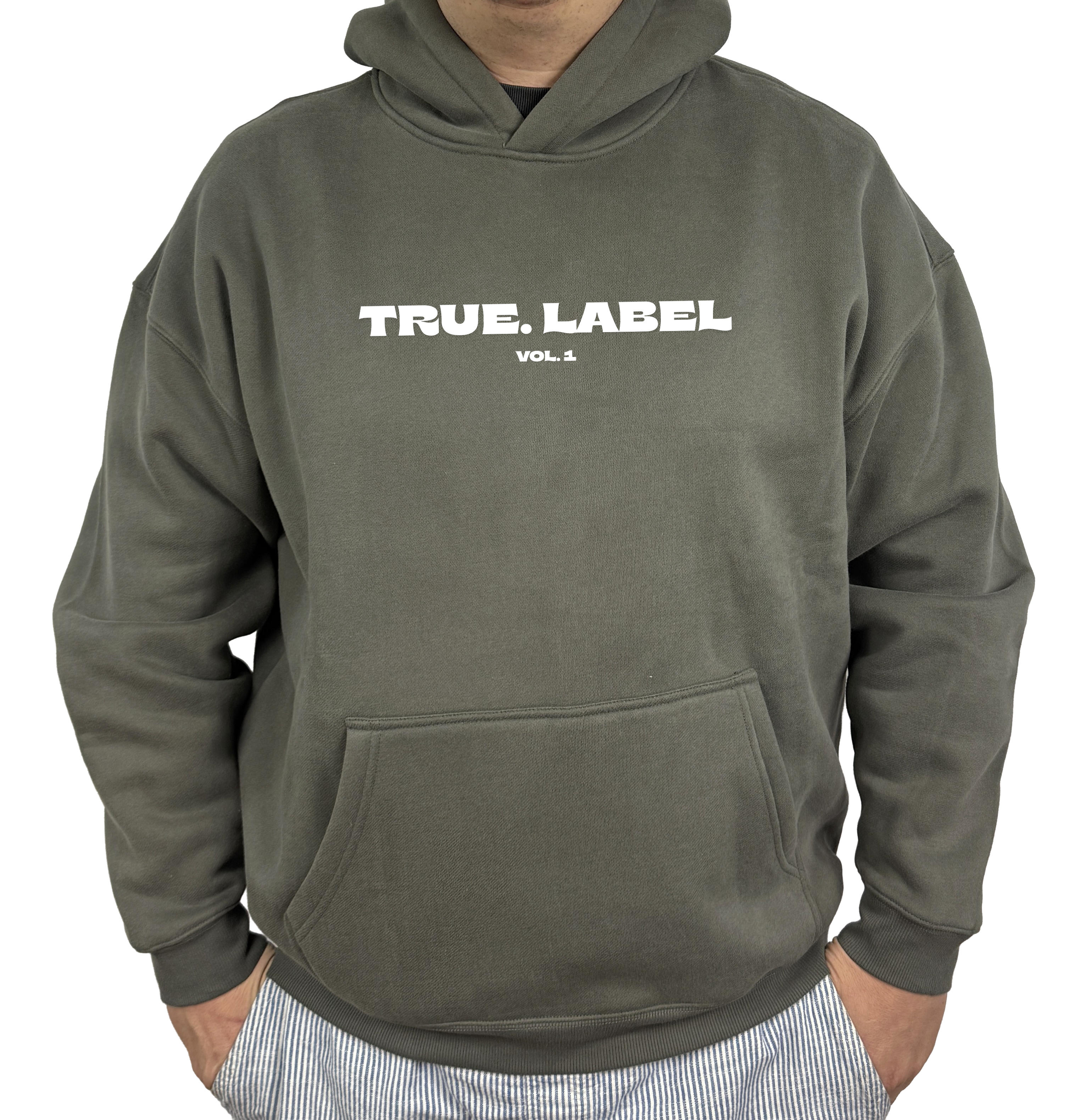 Oversized Fleece Hoodie with White True. Label Design