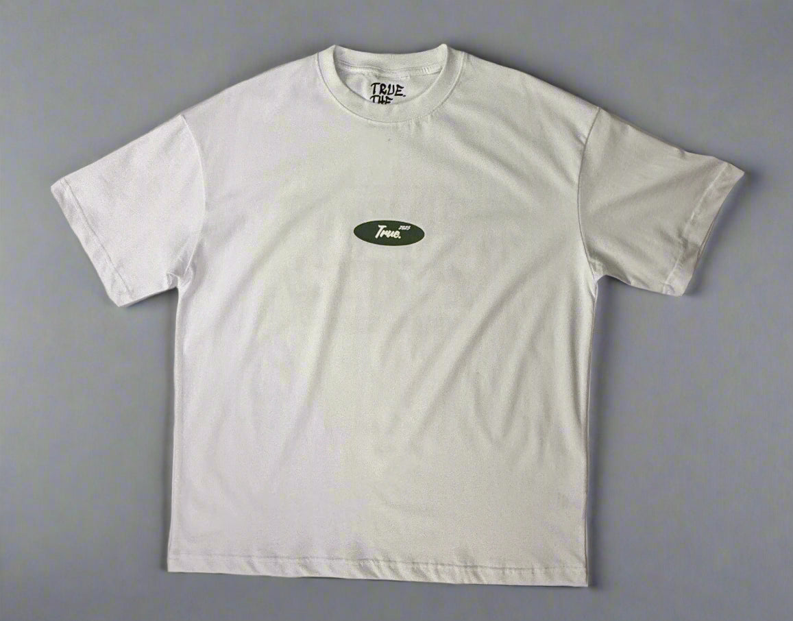 Oversized White 100% Cotton Tee - True. Design