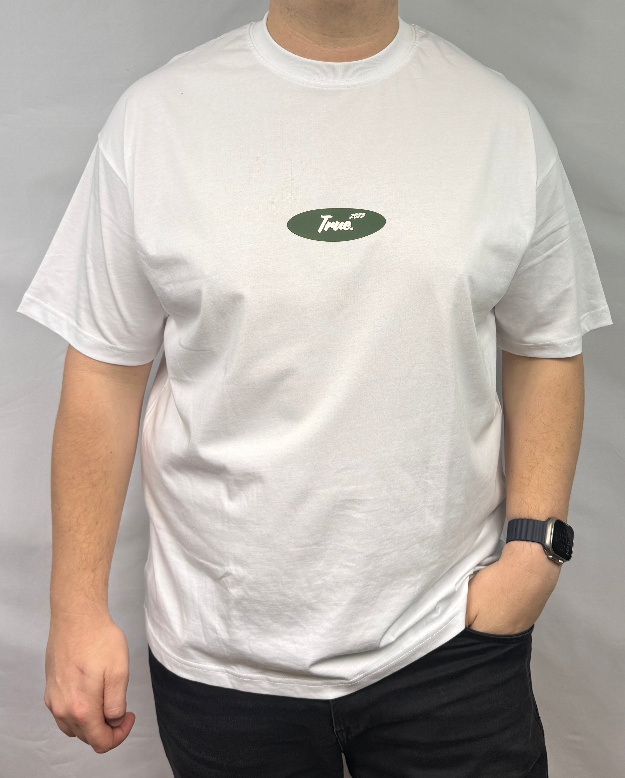 Oversized White 100% Cotton Tee - True. Design