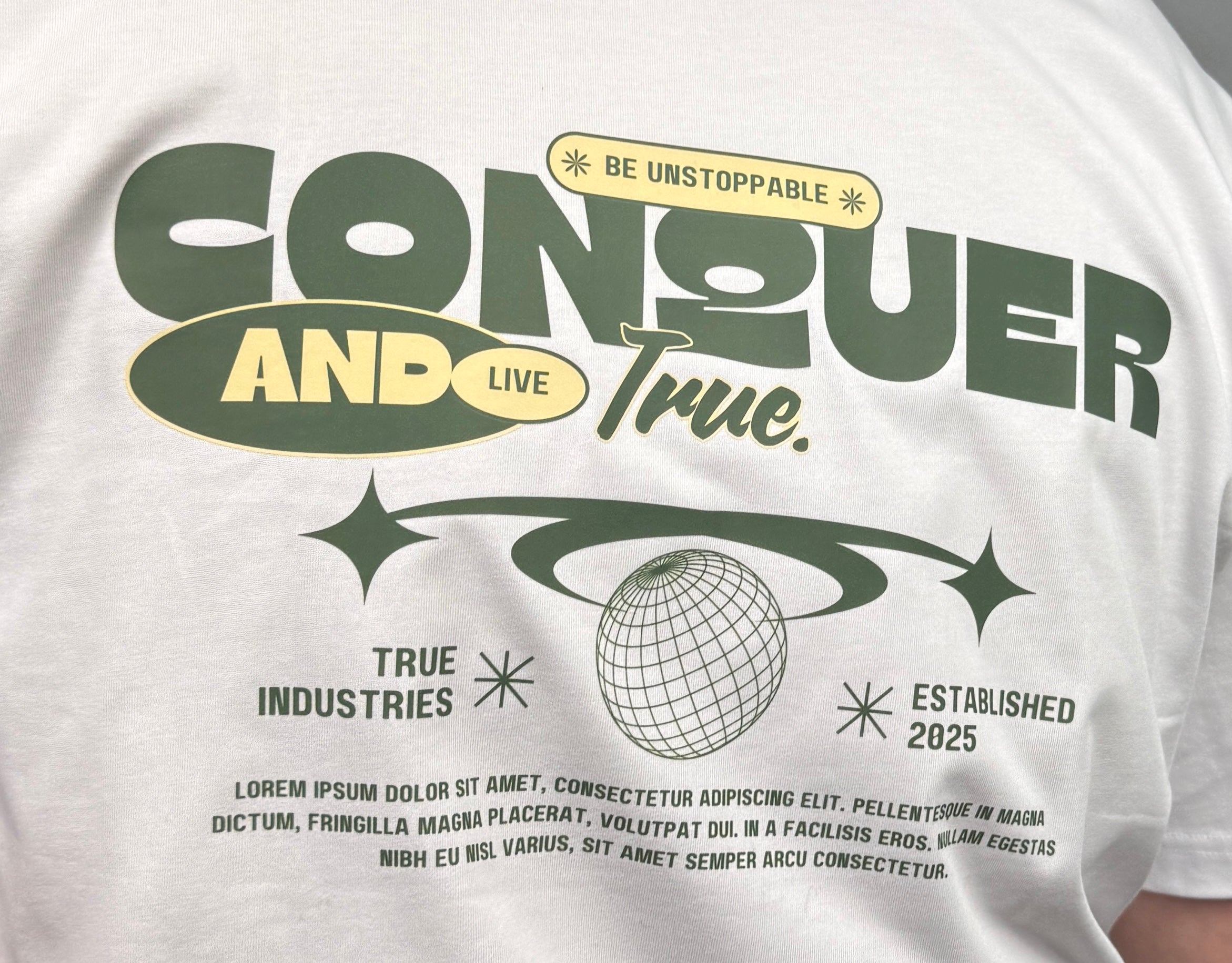 Oversized White 100% Cotton Tee - True. Design