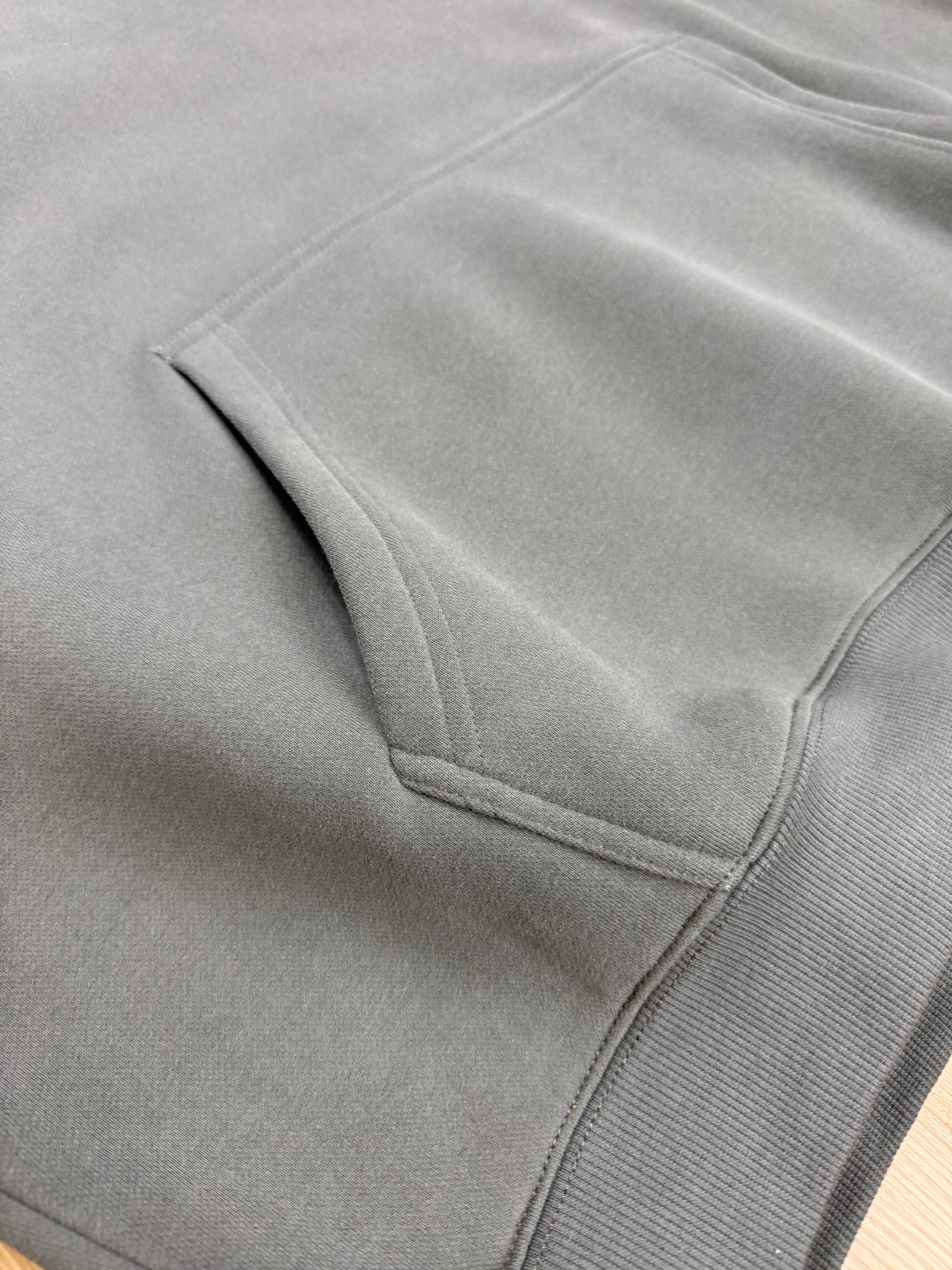 Oversized Grey Fleece Unisex Hoodie with Chocolate/Baby Blue True Retro Design