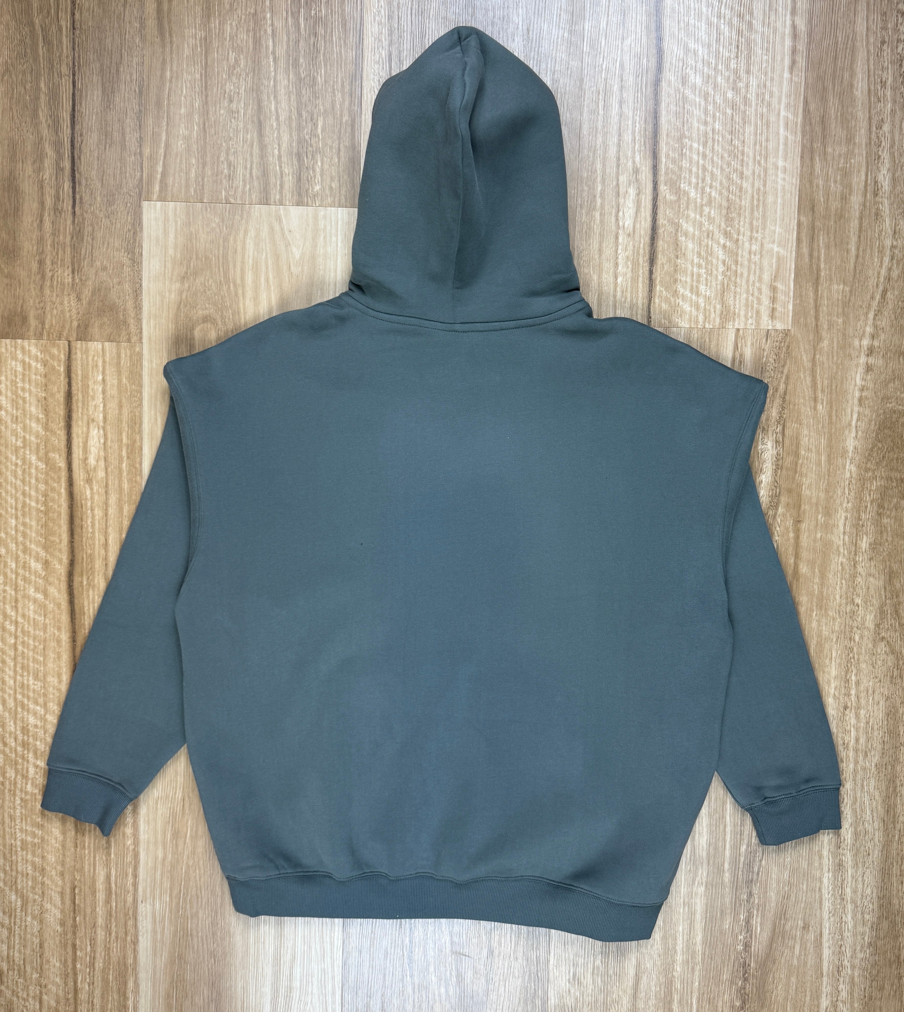 Oversized Grey Fleece Unisex Hoodie with Chocolate/Baby Blue True Retro Design