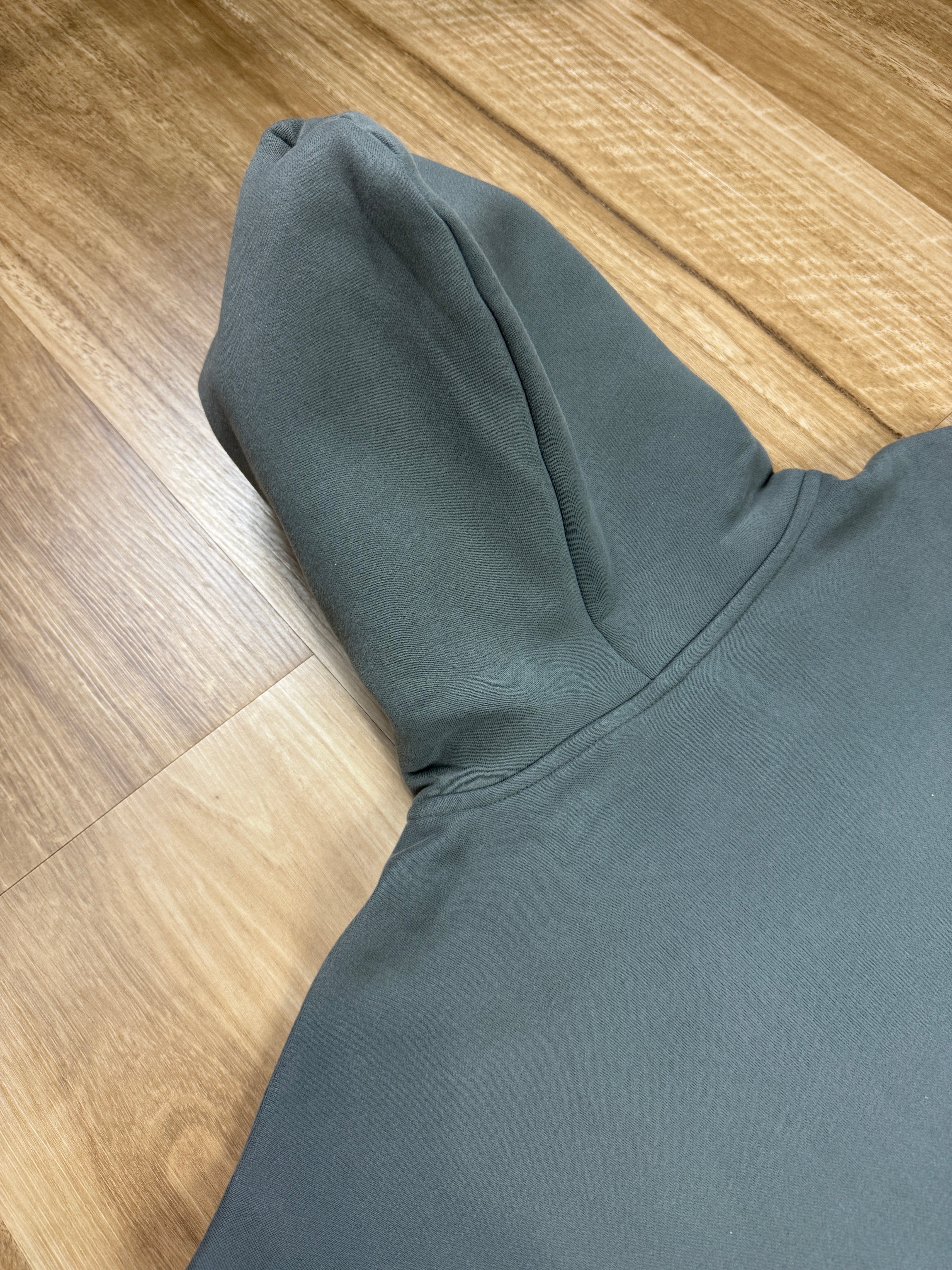 Oversized Grey Fleece Unisex Hoodie with Chocolate/Baby Blue True Retro Design