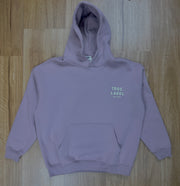 Oversized Mauve Fleece Unisex Hoodie with 3D Puff Print True. Label Design