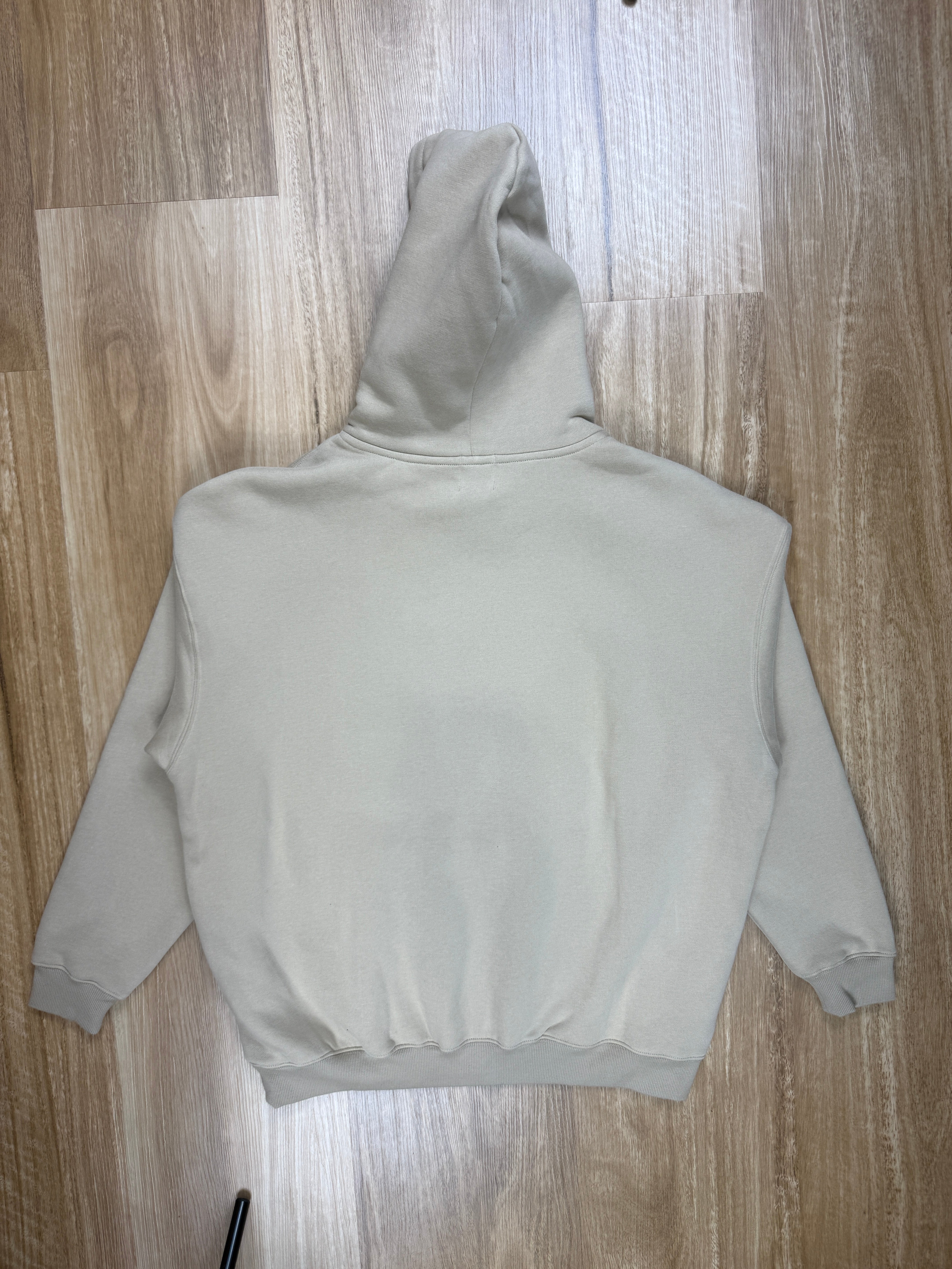 Oversized Sand Coloured Fleece Unisex Hoodie with True. Fit Retro Design