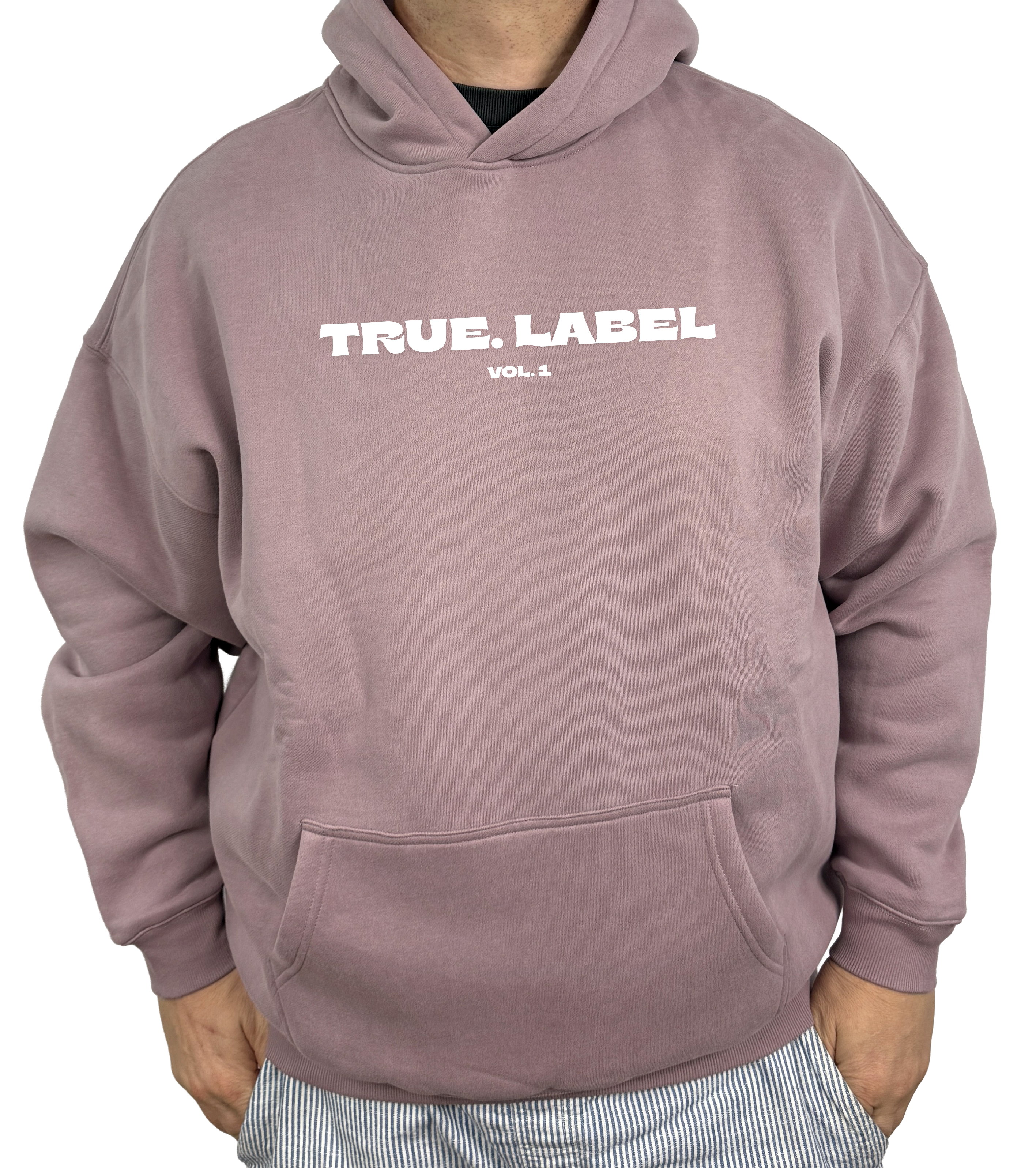 Oversized Fleece Hoodie with White True. Label Design