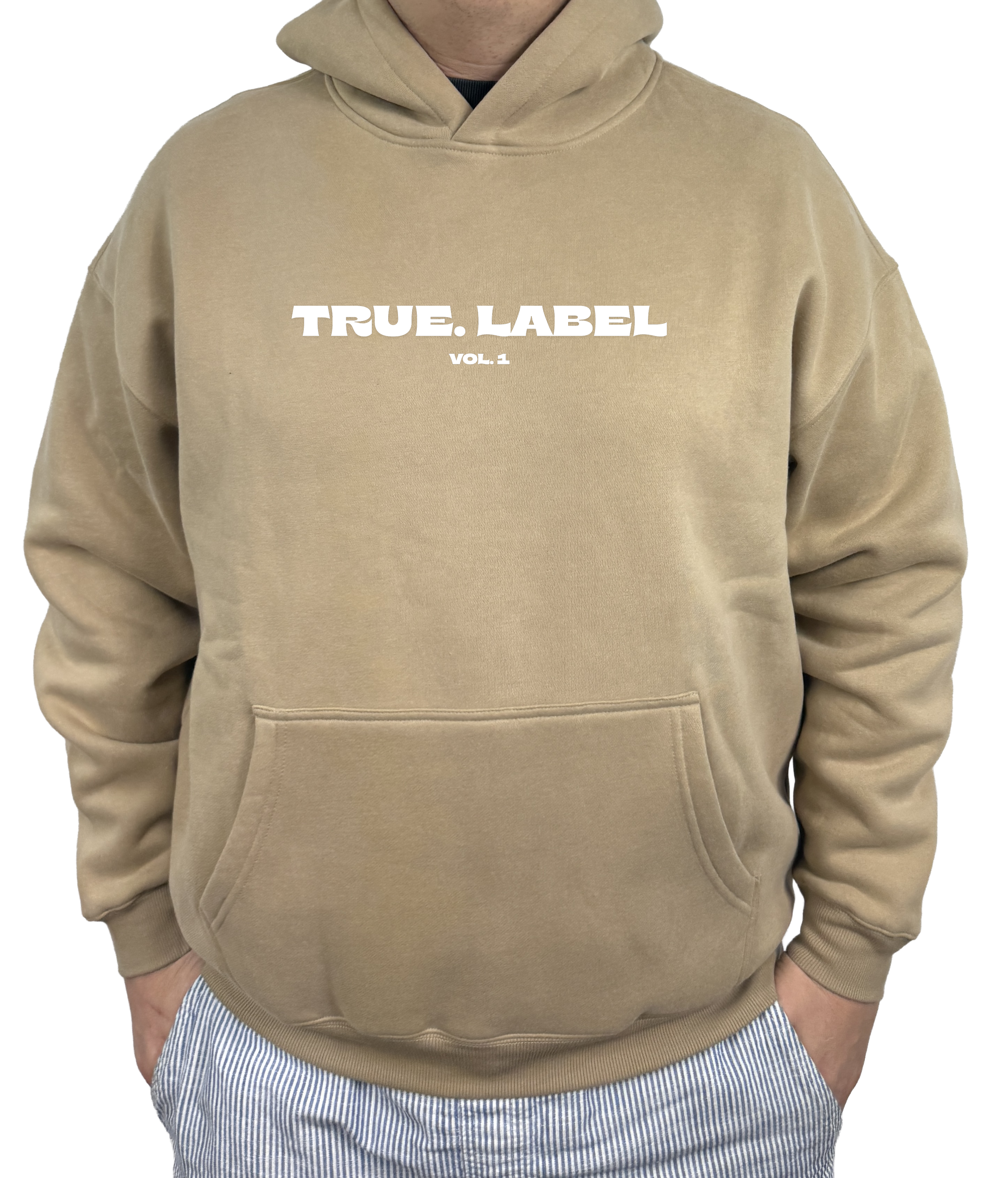 Oversized Fleece Hoodie with White True. Label Design