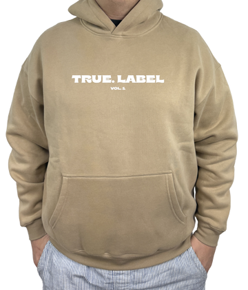 Oversized Fleece Hoodie with White True. Label Design