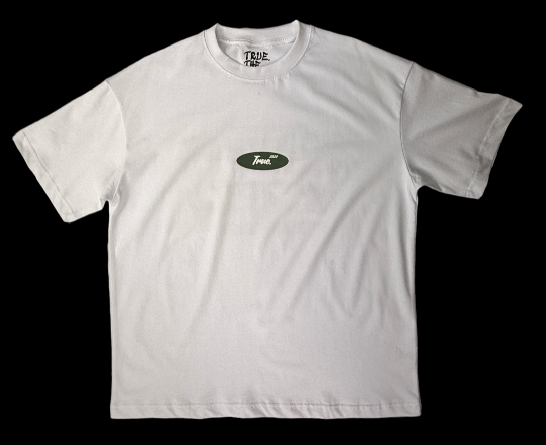 Oversized White 100% Cotton Tee - True. Design