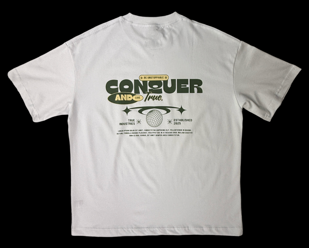 Oversized White 100% Cotton Tee - True. Design
