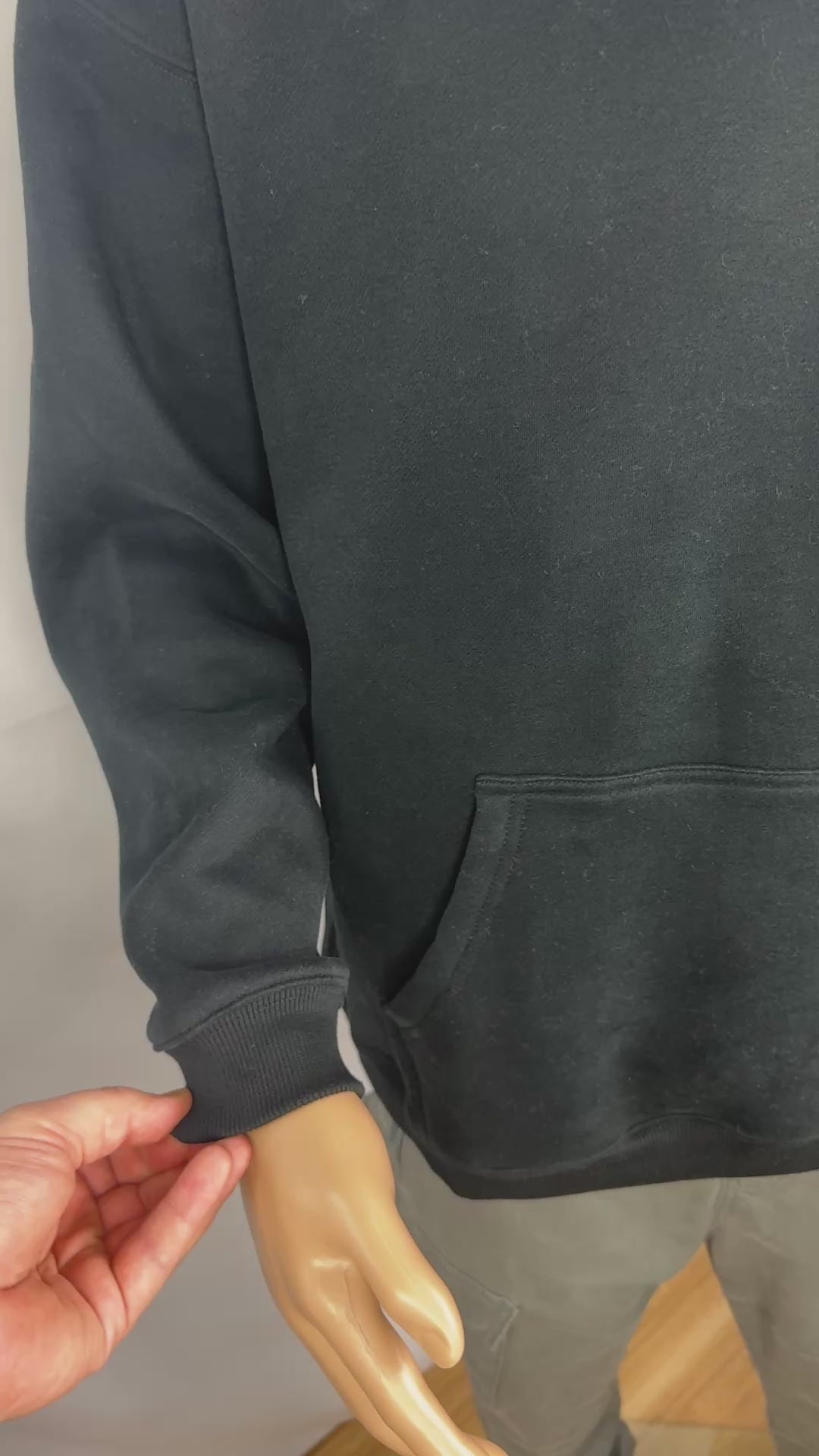 Load video: Oversized Fleece Hoodie with White True. Label Design